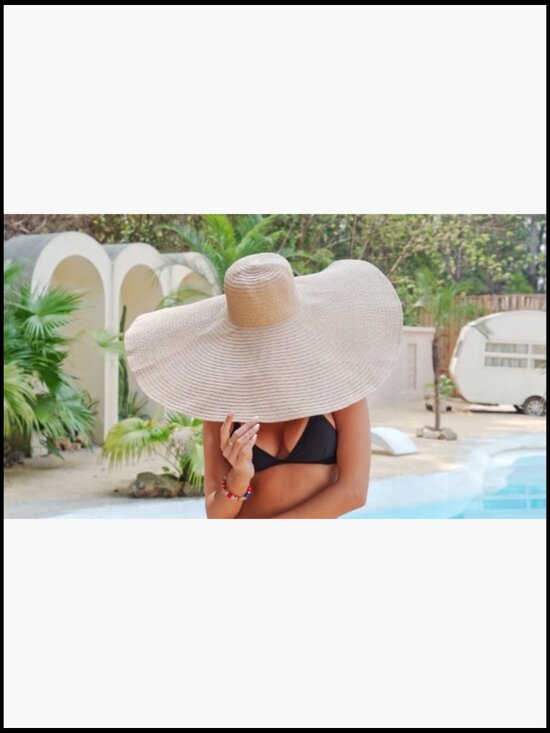 Oversized Straw Sun Hat Wide Brim Foldable Packable Travel Beach Vacation main image 3